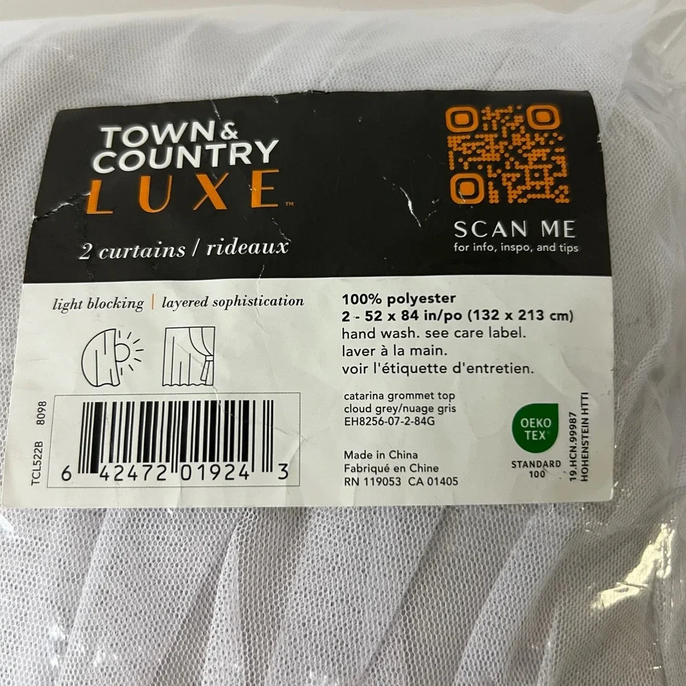 Towne &‎ Country Luxe Catarina Curtains 2 Panels Gray 52x84